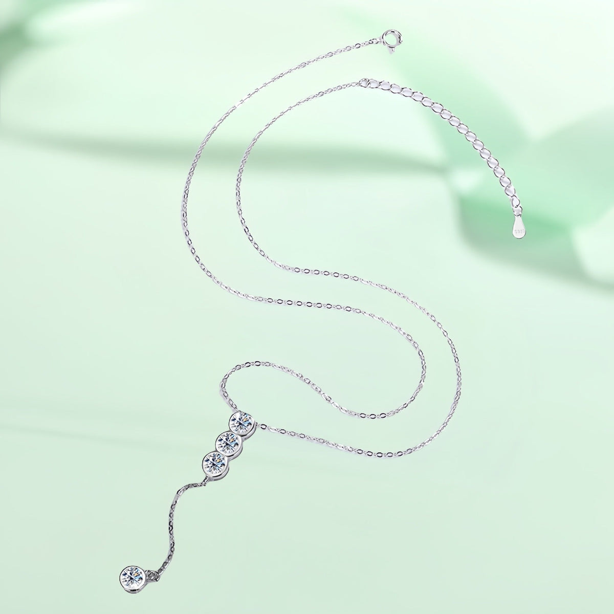 2CT Moissanite Long Bezel Round Cut Necklace