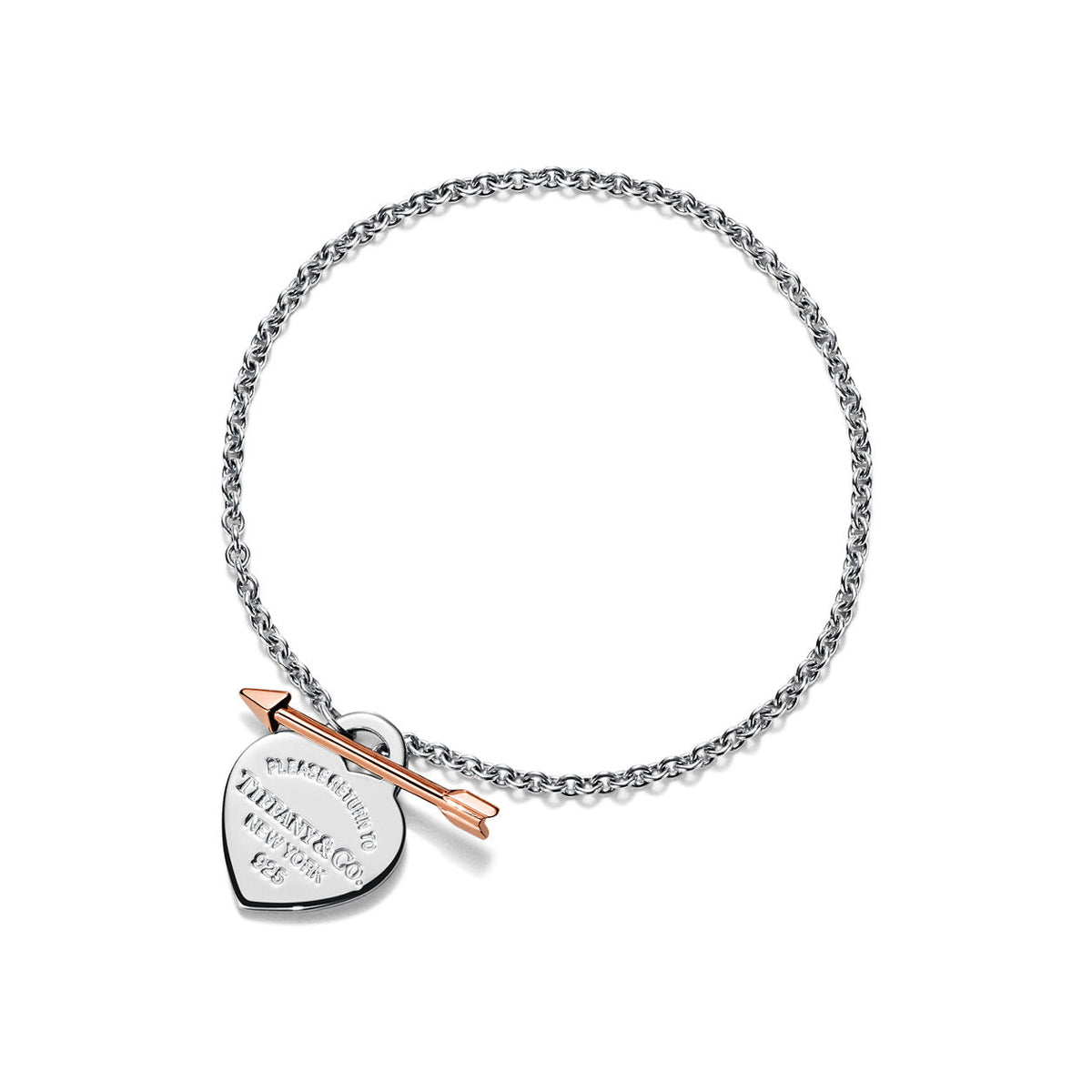 Tiffany Return to Tiffany Lovestruck Heart Tag Bracelet in Silver and Rose Gold